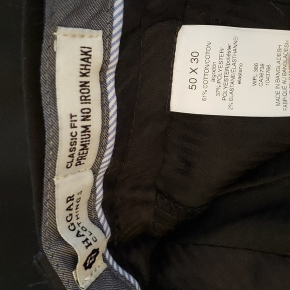Haggar Classic Fit Premium No-iron Khakis in Black Size 48W 32L - Picture 6 of 6
